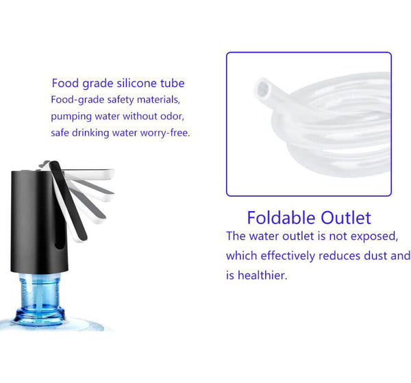 Water Bottle Pump Dispenser Drinking USB Electric Kitchen Home Foldable Button