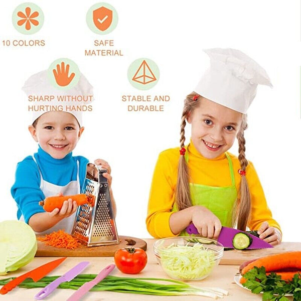 3 Pcs Kids Kitchen Knife Plastic Fruit Safe Toy Knives Bread Lettuce Salad - Lets Party