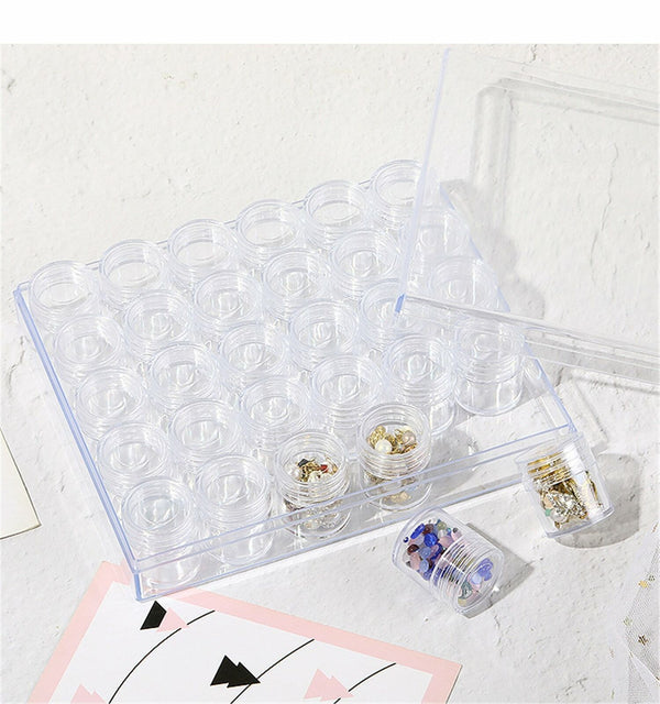 30PCS Craft Hobby Plastic Round Clear Container Box Bead Glitter Jar Storage Box