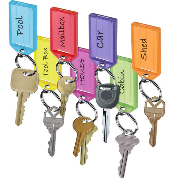 8X Key Tags With Holder Rack Keys Rings Hook Storage Label Wall Mount Organiser