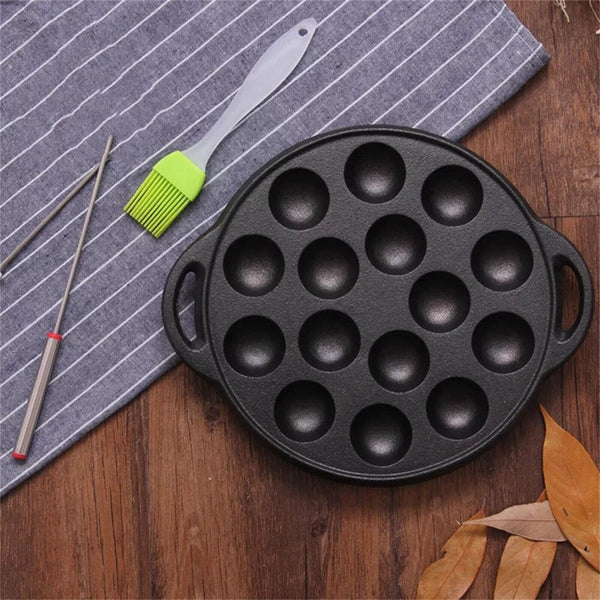7 Or 15 Dimple Cast Iron Poffertjes Mini Dutch Pancake Cake Pan with Handles AU