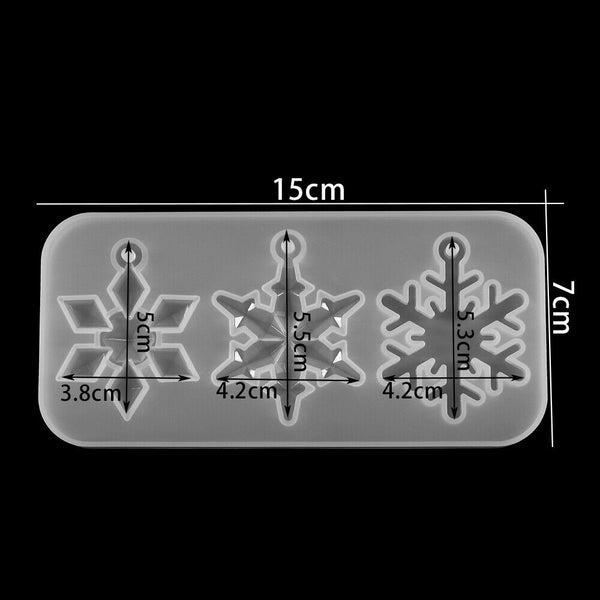 2X Silicone Snowflake Cake Mould Resin Epoxy Jewelry Making Mold DIY Craft Tool