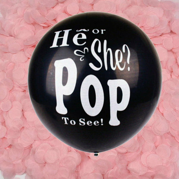 UP TO 2Set Gender Reveal Jumbo Baby Shower Balloon Confetti He or She Pop To See