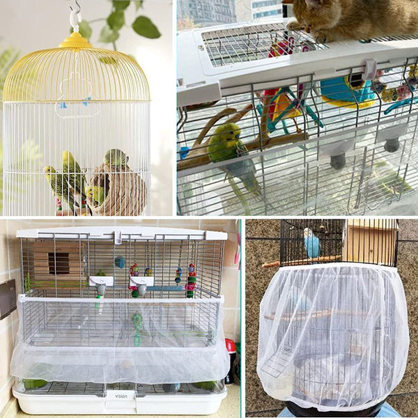 Shell Skirt Mesh Cover Pet Bird Cage Guard Nylon Net Seed Catcher Parrot Cover