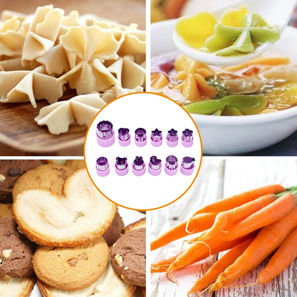 12Pcs Mini Fruit Vegetable Mold Cookie Shape Cutter Stainless Steel Mould Food