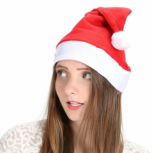 2X Santa Hat Christmas Fluffy Soft Xmas Cap Holiday Costume Office Party Adult