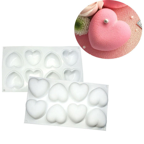 8 Hole Heart Silicone Mould Cake Jelly Candy Cookie Chocolate Baking Cake Mold