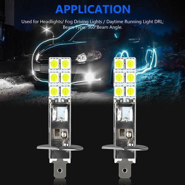2pcs H1 LED Headlight Bulbs Kit Super White 55W Fog Driving Light DRL Lamp 6000K
