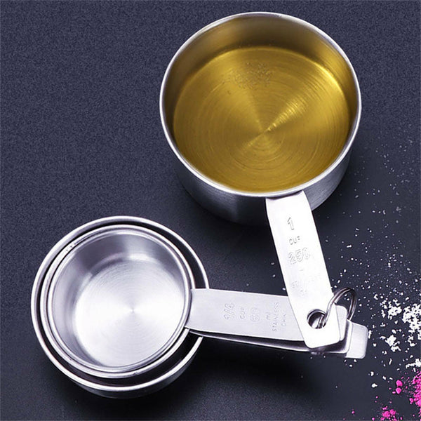 5 Pcs Stainless Steel Measuring Cups and Spoons Set Kitchen Baking Gadget Tools