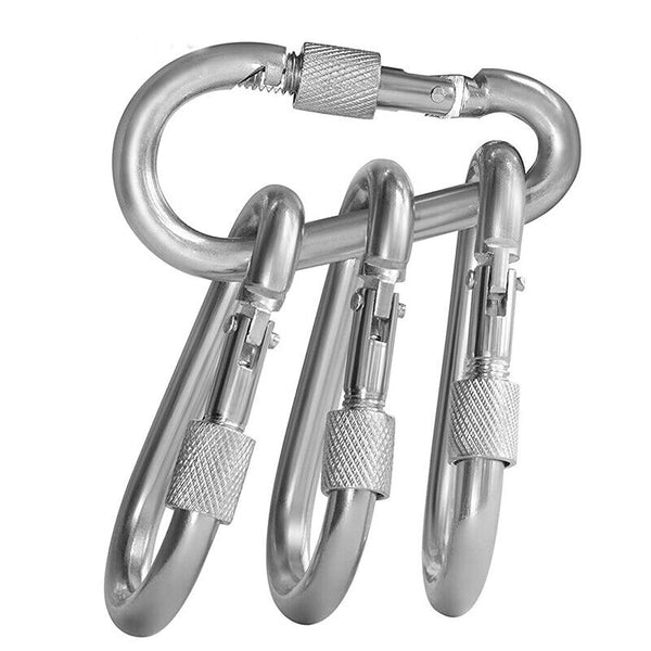 UP 10X 80mmx8mm Carabiner Snap Hook Clip Keyring Camping Climbing Lock Key Ring