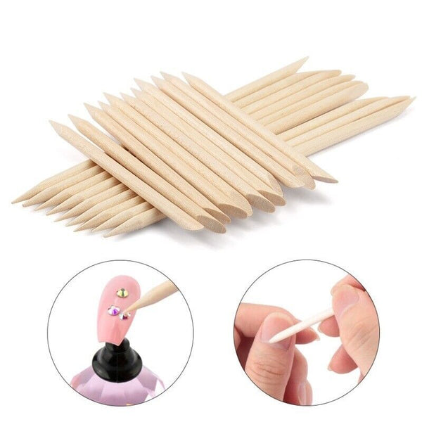 100PCS Nail Wooden Cuticle Pusher Remover Sticks Nail Art Manicure For Nail