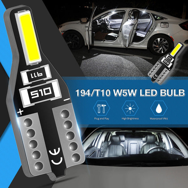 10pcs Canbus T10 LED 7020 SMD White Car Side Wedge Light Globe Bulbs 194 168 W5W