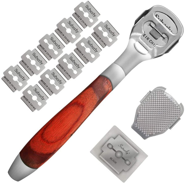 Foot Care Pedicure Callus Shaver Hard Skin Remover Wood Handle 10 Blades AUS