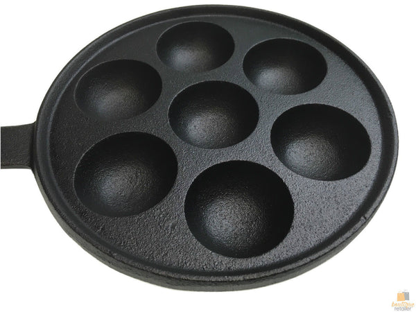 7Holes Dimple Cast Iron Poffertjes Mini Dutch Pancake Pan Handle Braised Octopus