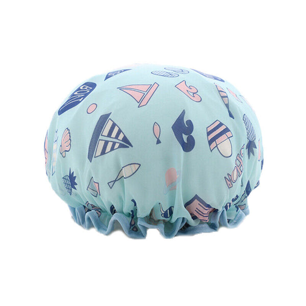 Double Layer Lux Shower Cap Bath Hat Hair Care Women Sleep Waterproof Reusable