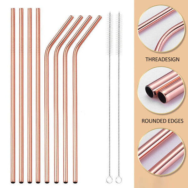 Stainless Steel Straw Metal Drinking Straw Bent Long Reusable Washable