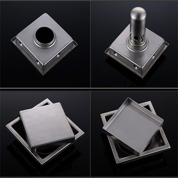 Tile Insert Smart Floor Grate Waste Drain Silver Shower Bathroom 100mm