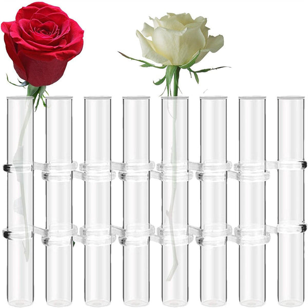 8pcs/Set Hinged Flower Vase Glass Test Tube Vases for Flowers Hydroponic Flower