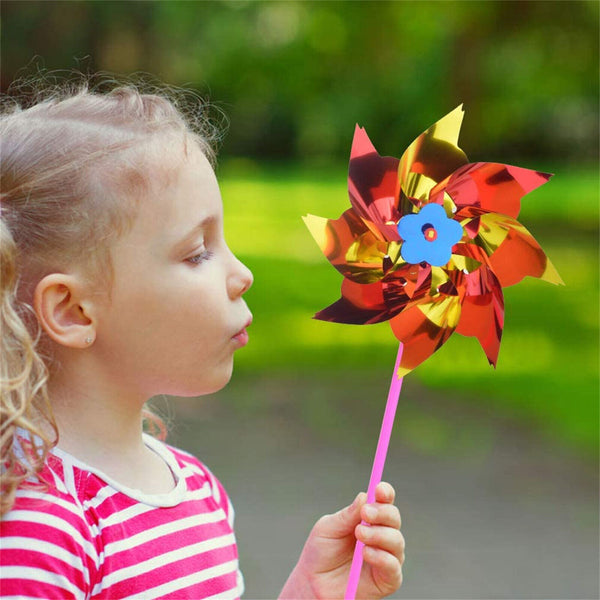50pcs Plastic Windmill Pinwheel Wind Spinner Kids Toy Lawn Garden Party Decor AU