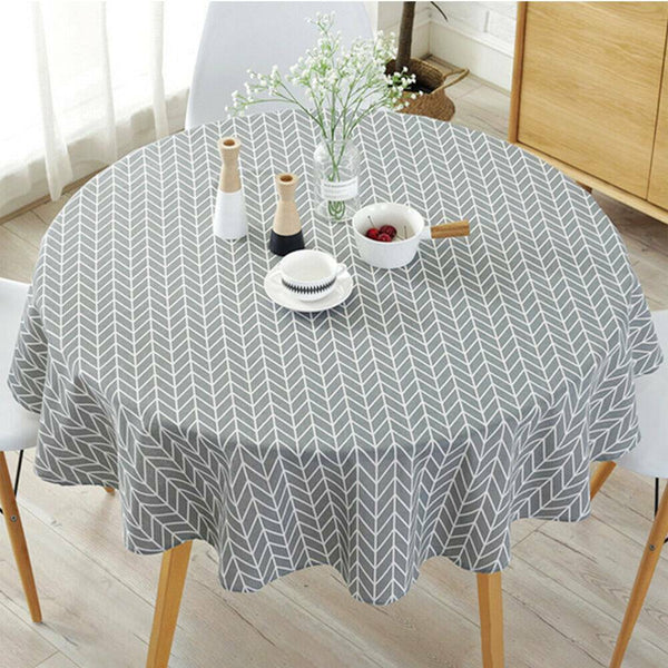 Vintage Cotton Linen Round Tablecloth Boho Printed Geometric Table Cloth Covers