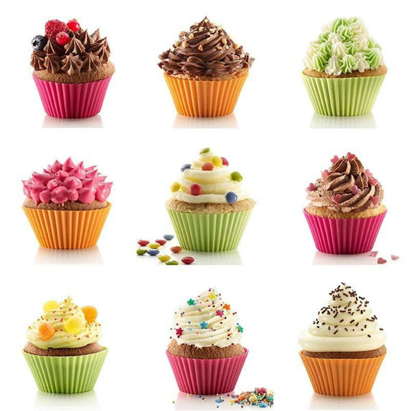 40 To 60x Round Cup Cake Silicone Baking Mould Cupcake Case DIY Bake Mold Muffin