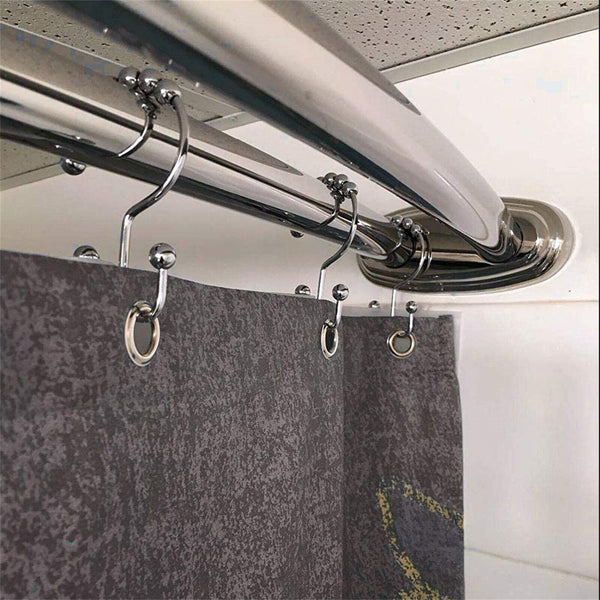 UP 120PCS Shower Curtain Hook Rust Shower Metal Double Glide Roller Shower Hooks