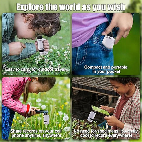 Kids Pocket Microscope 60X-120X Handheld Magnification Lens LED Lighted AU