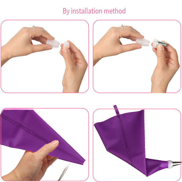 Reusable Silicone Pastry Bag Kit DIY Icing Piping Bags Cream Cake Decorating AU