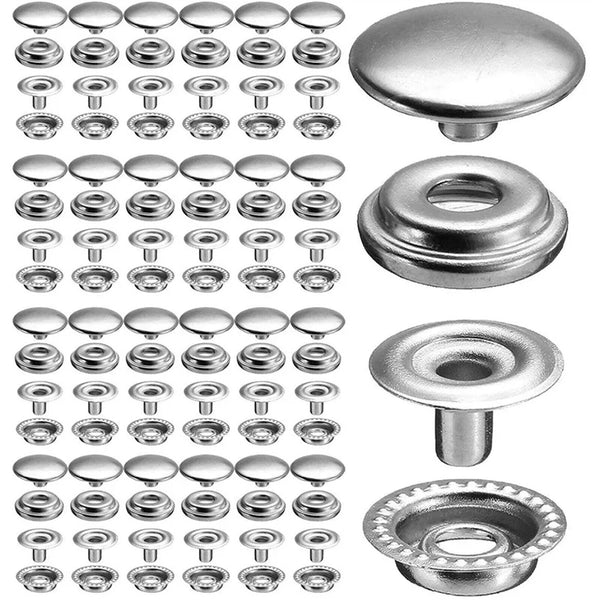 120x Marine Boat Canvas Stainless Steel Snap Fastener Press Stud Cap Button Kit