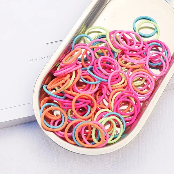 UP 1000PCS Hair Ties Elastic Band Snagless Ponytail Tie School Bubbles Colourful