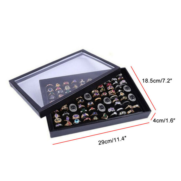 100-slot Jewelry Ring Display Organizer Case Tray Holder Earring Storage Box AU