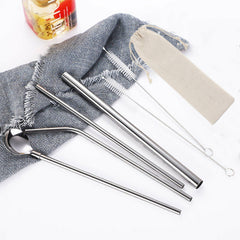 Metal Straws 7pc – Reusable Stainless Steel Straw Set