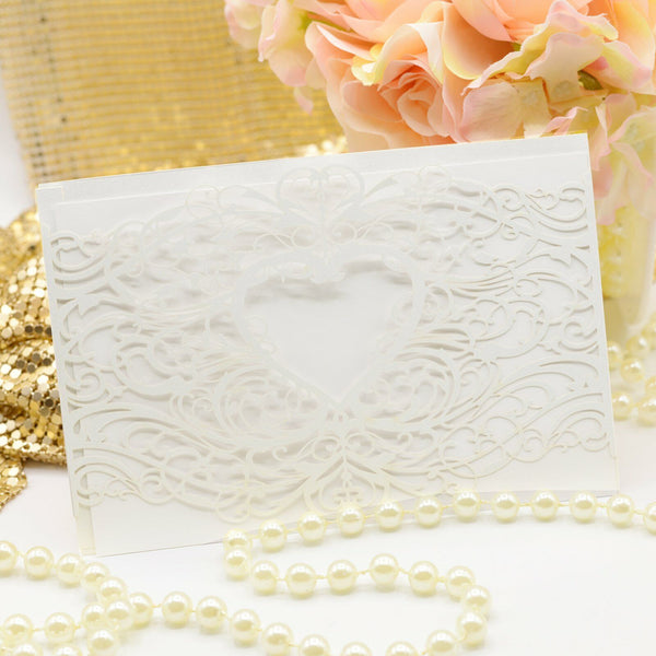 UP TO 100pcs Laser Cut Wedding Invitations Card Envelope Lasercut Invites White