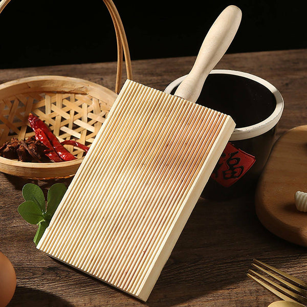 Gnocchi Board Pasta Maker Tray Home Made Rubberwood Italian Potato Dumpling Tool