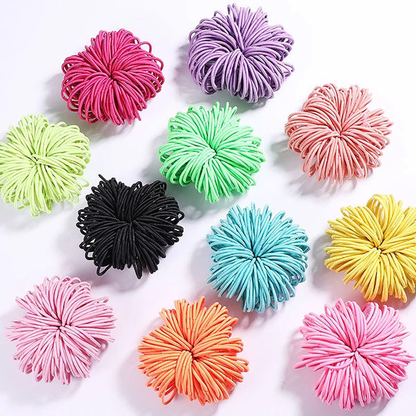 UP 1000PCS Hair Ties Elastic Band Snagless Ponytail Tie School Bubbles Colourful