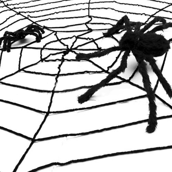 2.5M Black Huge Spider Web Net Halloween Party Spider Haunted Home Bar Tricks AU - Lets Party