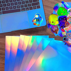 20PCS A4 Holographic Glossy Self Adhesive Sticker Paper Label Inkjet Printer AU