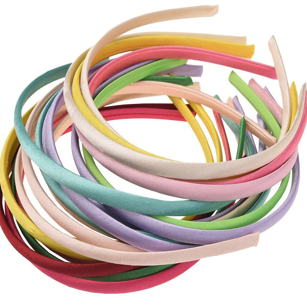 34pcs Girls Womens Plain Satin Alice Band Headband 10mm Ribbon Hoop Hair Band AU