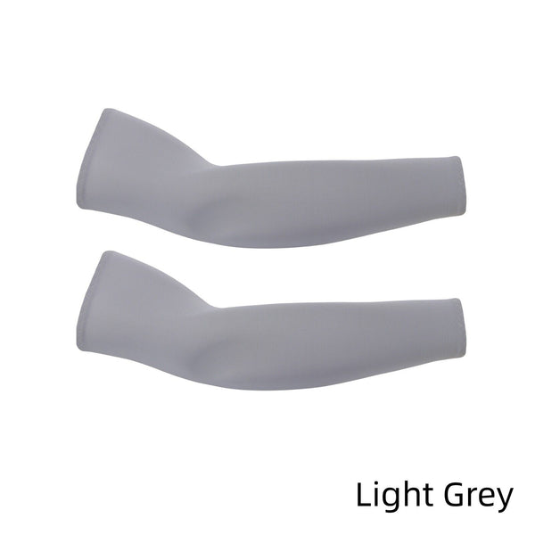 Light Grey Cooling Sport Arm Stretch Sleeves Sun UV Protection Covers Cycling Golf Unisex - Lets Party