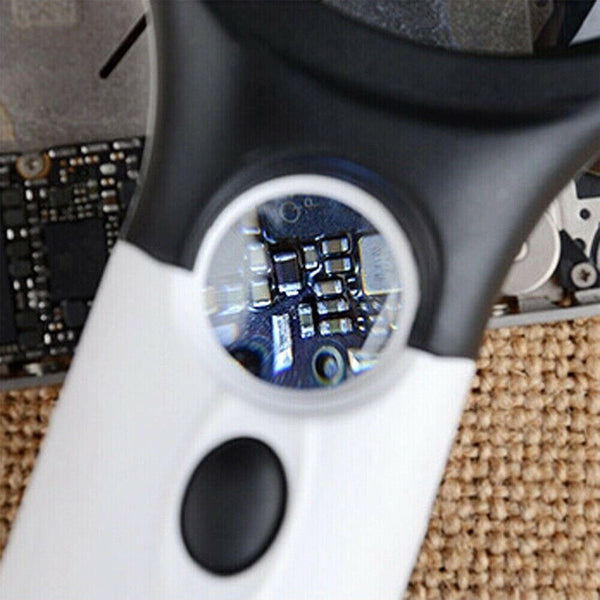 45X Handheld Magnifier Reading Magnifying Glass Jewelry Loupe With 3 LED Light - Lets Party