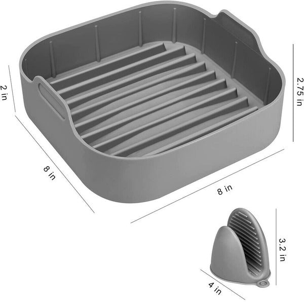 Reusable Pink Air Fryer Accessories Basket Silicone Pot Baking Tray Mat Oven Nonstick - Lets Party