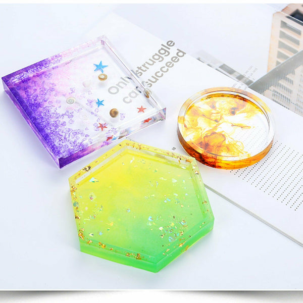 3 Styles Coaster Cup Mat Mold Silicone Mould for Craft DIY Epoxy Resin Casting - Lets Party