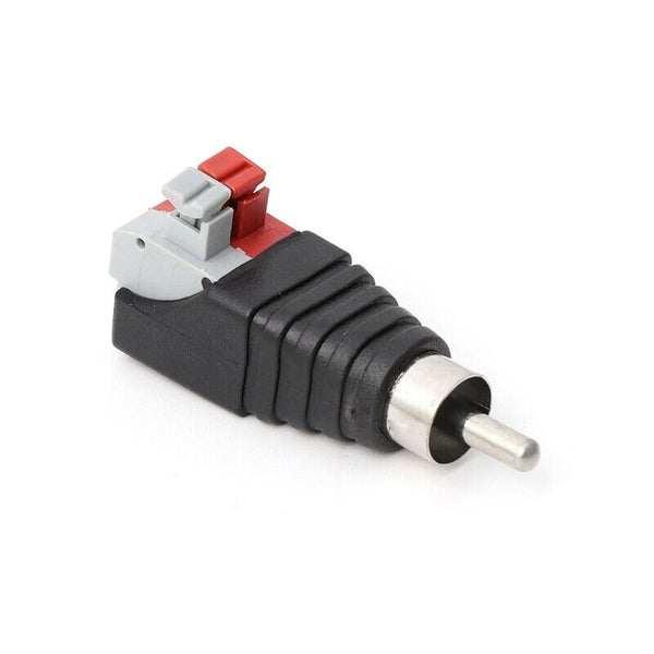 2Pcs Speaker Wire A/V Cable to Audio Male RCA Connector Adapter Jack Press Plug
