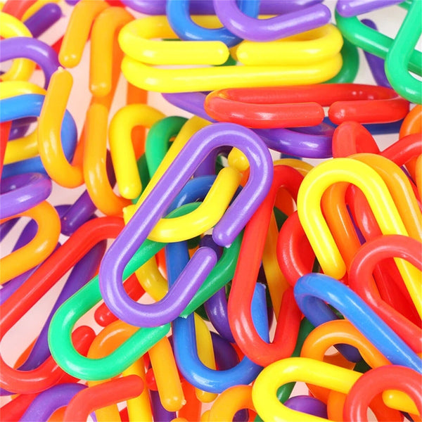 100pcs Plastic C-clips Hooks Chain C-links Sugar Glider Rat Parrot Bird Toy AUS