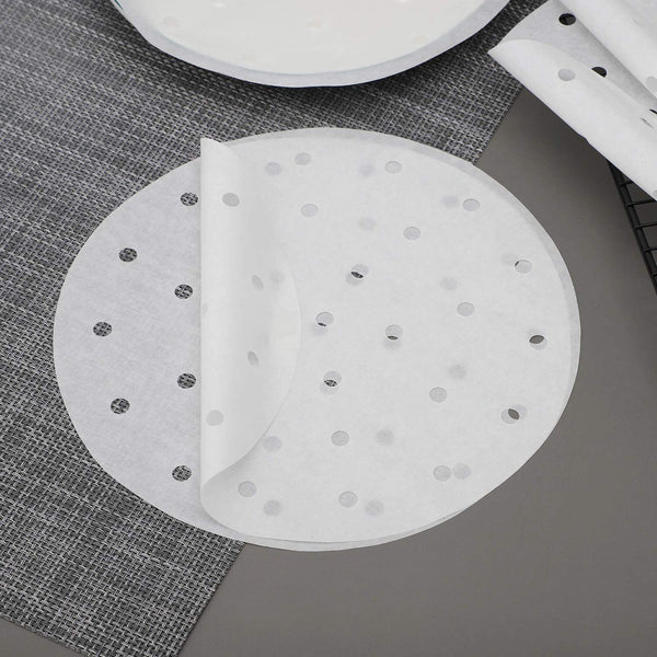 100Pcs 20cm Perforated Steamer Pad Non Stick liners air fryer Dim Sum Papers New - Lets Party