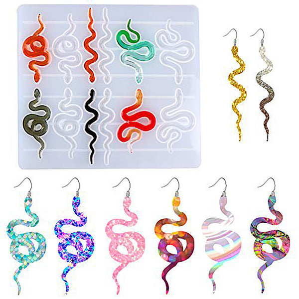 2x Silicone Snake Earring Resin Epoxy Mold Jewelry Pendant Eardrop Casting Mould