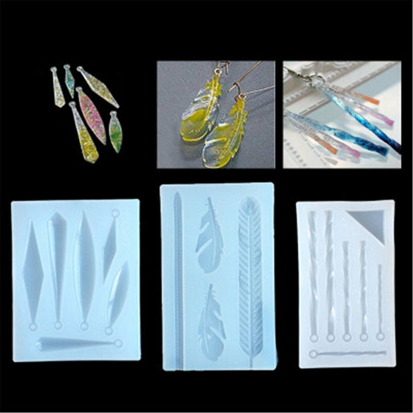 3x Silicone Earring Pendant Mold Jewelry Making Resin Epoxy Mould Casting Craft