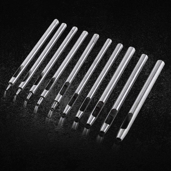 10X 0.5- 5mm Leather Belt Eyelet Hollow Hole Steel Punch Set Puncher Craft Tools