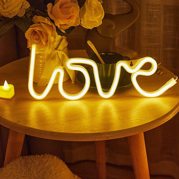 Love LED Neon Sign USB Battery Night Light Wall Bar Club Background Lamp Xmas Au