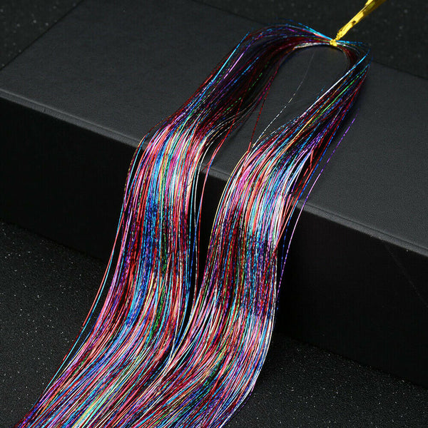 Extensions Glitter Tinsel Hair Hair skin weft Holographic Highlights Party - Lets Party